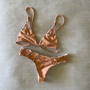 Acacia Swimwear. S top + S btm. Nude/Mauve color.